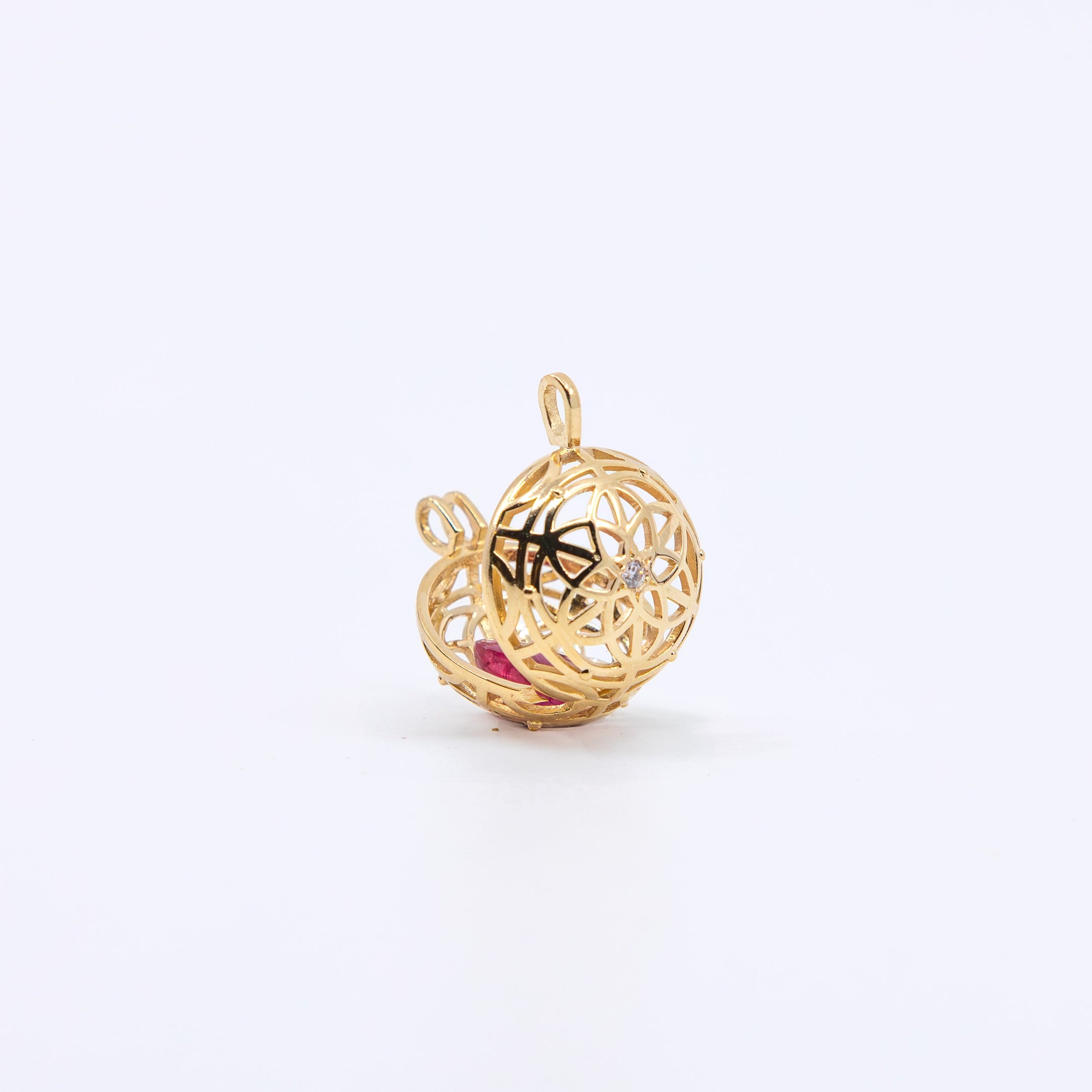 Petite Crystal Locket Necklace ~ 18kt Gold (15mm)