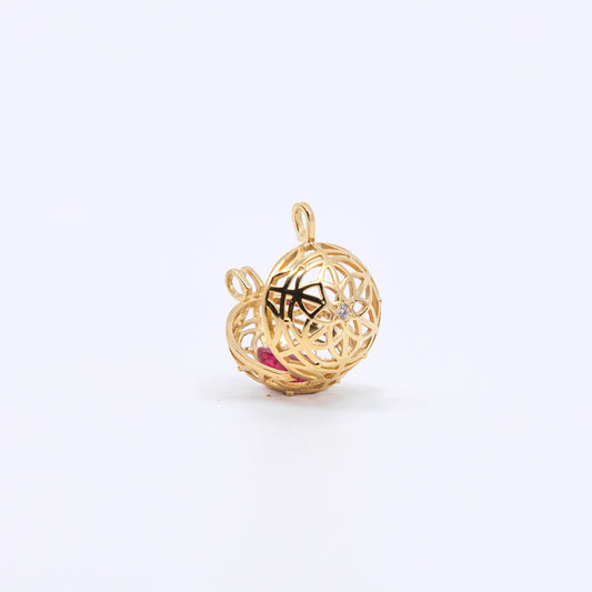 Petite Crystal Locket Necklace ~ 18kt Gold (15mm)