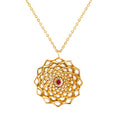 Load image into Gallery viewer, Sahara Lotus Pendant ~ 18k Gold with Ruby Gemstone