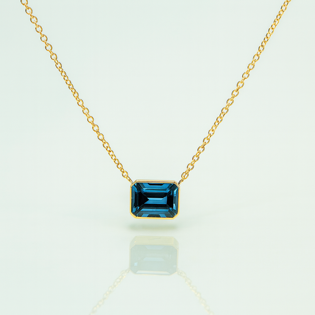 London Blue Topaz Necklace ~ 14kt Gold
