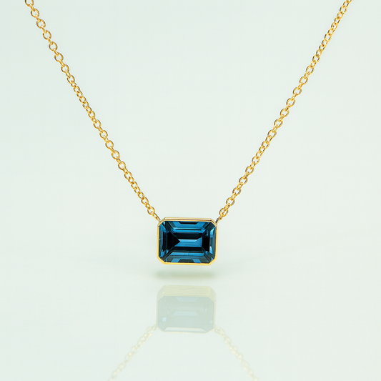 London Blue Topaz Necklace ~ 14kt Gold