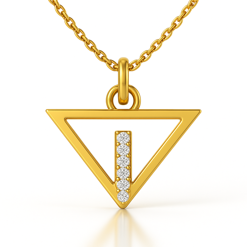 Sacred Triangle Pendant with Chakra Diamonds ~ 14K Gold