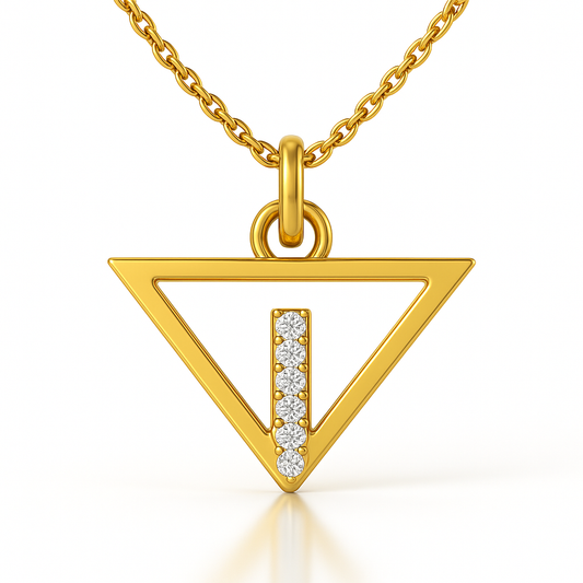 Sacred Triangle Pendant with Chakra Diamonds ~ 14K Gold