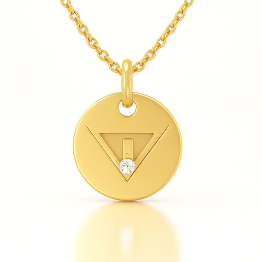 Sacred Triangle Ruby Coin - 14K Gold