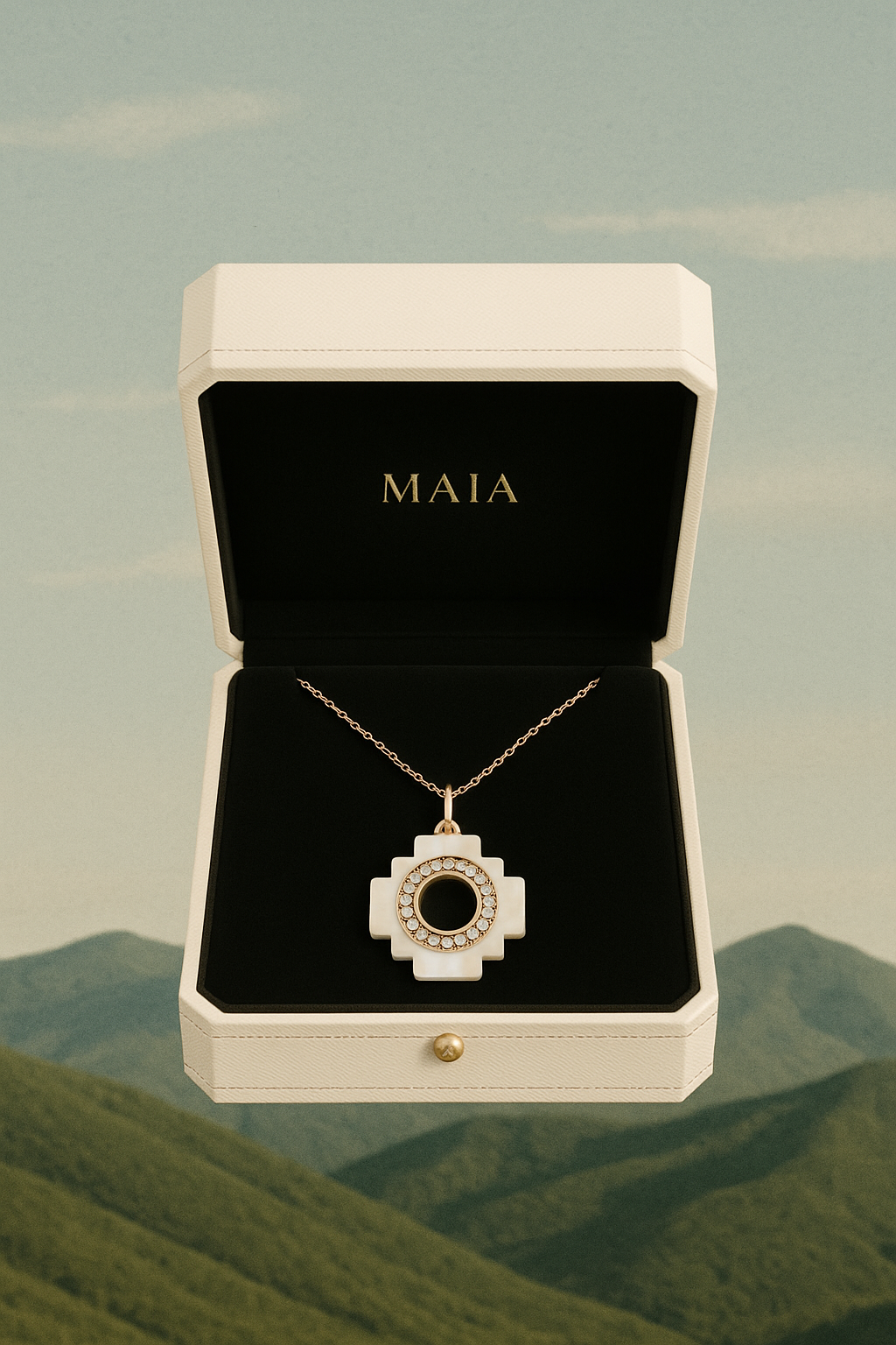 Eden Cross Chakana Necklace ~ PEARL