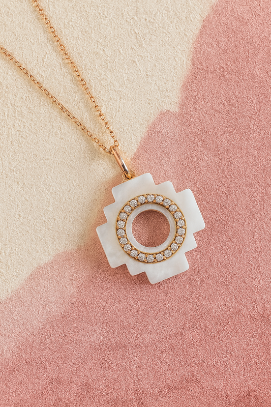 Eden Cross Chakana Necklace ~ PEARL