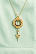 Load image into Gallery viewer, Eden Cross Chakana Necklace ~ 14k Gold & Black Diamonds
