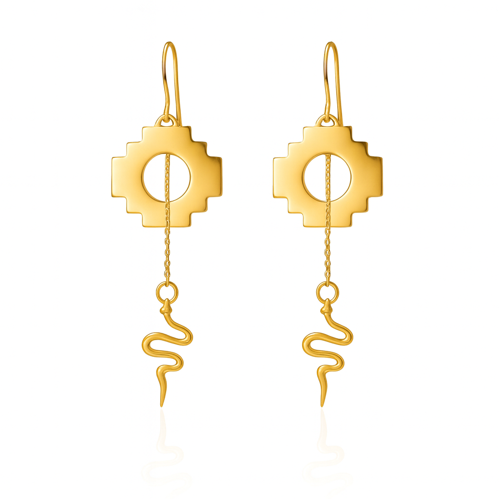 Eden Cross Chakana Earrings ~ 14k Gold