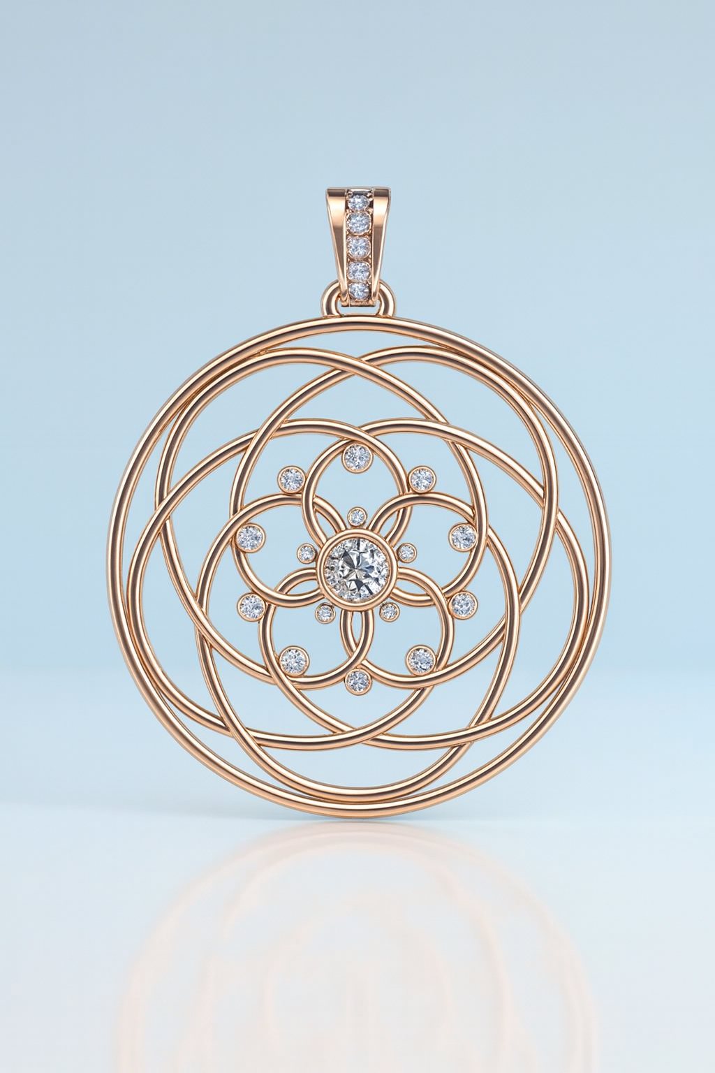 Rose of Venus Pendant ~ 14K Gold with White Diamonds