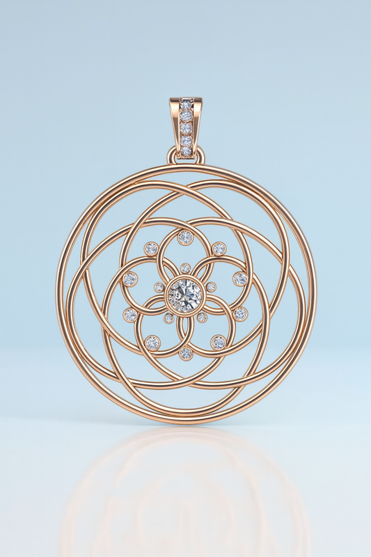 Rose of Venus Pendant ~ 14K Gold with White Diamonds
