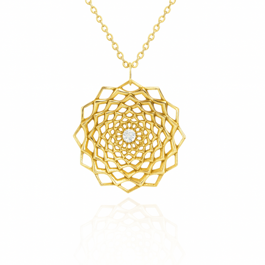 Sahara Lotus Pendant ~ 18k Gold with Diamond