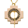 Load image into Gallery viewer, Eden Cross Chakana Necklace ~ 14k Gold & Black Diamonds
