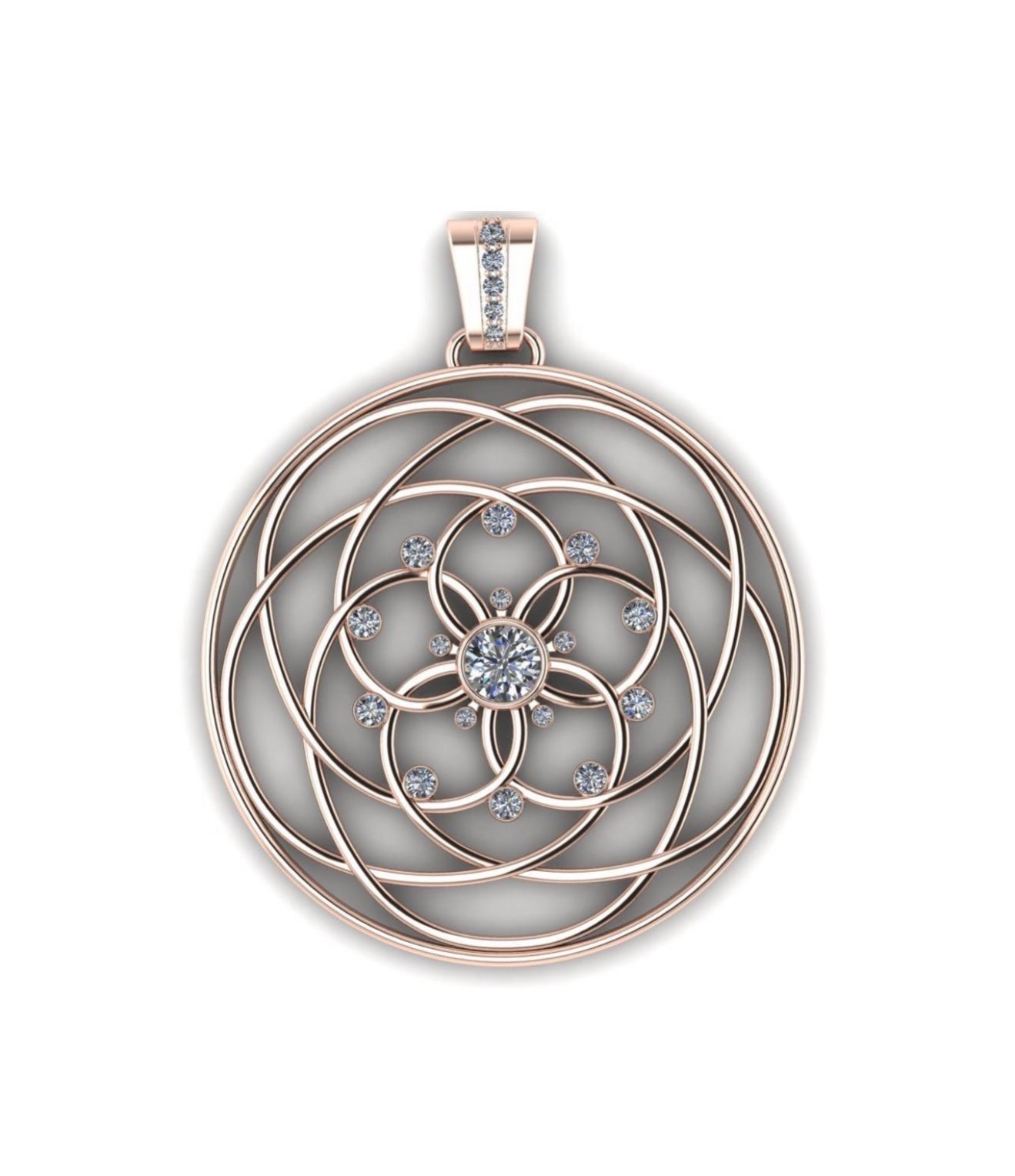 Rose of Venus Pendant ~ 14K Gold with White Diamonds