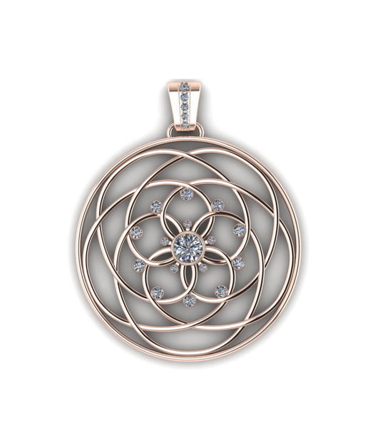 Rose of Venus Pendant ~ 14K Gold with White Diamonds