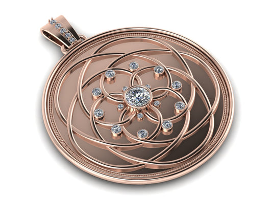 The Rose of Venus Coin ~ 14K Rose Gold with Rose Coin & Diamonds