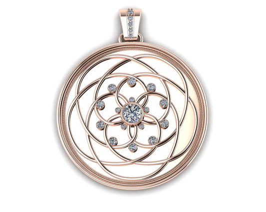 The Rose of Venus Coin ~ 14K Rose Gold with Rose Coin & Diamonds