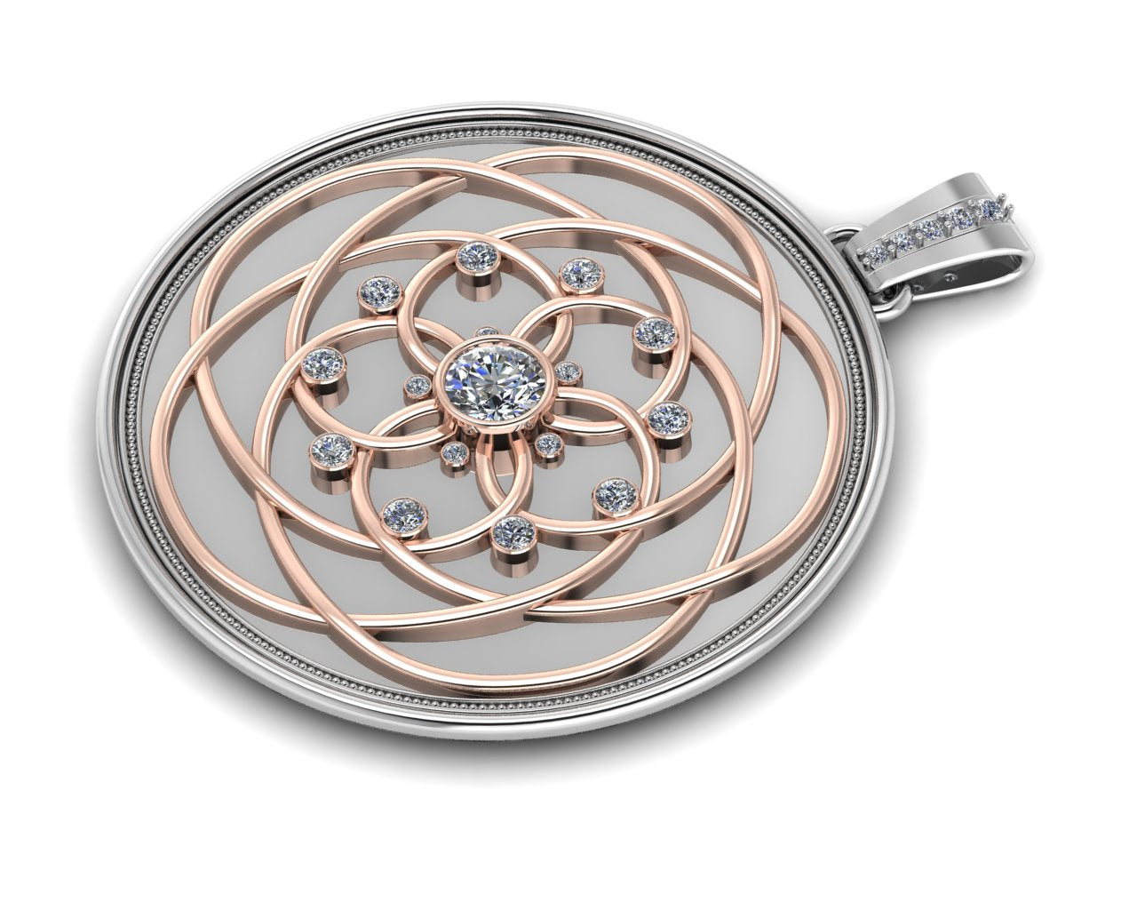 The Rose of Venus Coin ~ 14K White Gold with Gold Rose & Diamonds