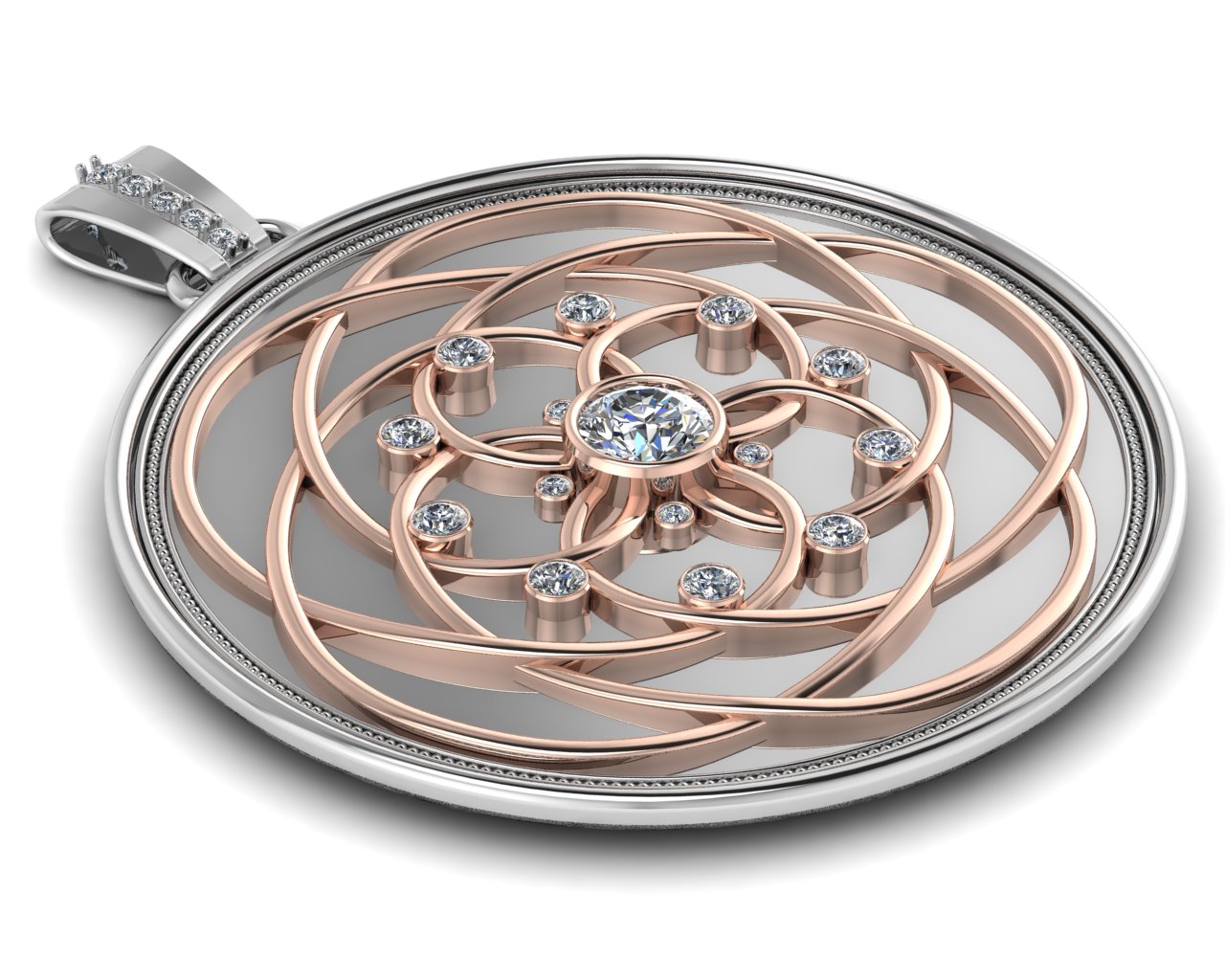 The Rose of Venus Coin ~ 14K White Gold with Gold Rose & Diamonds