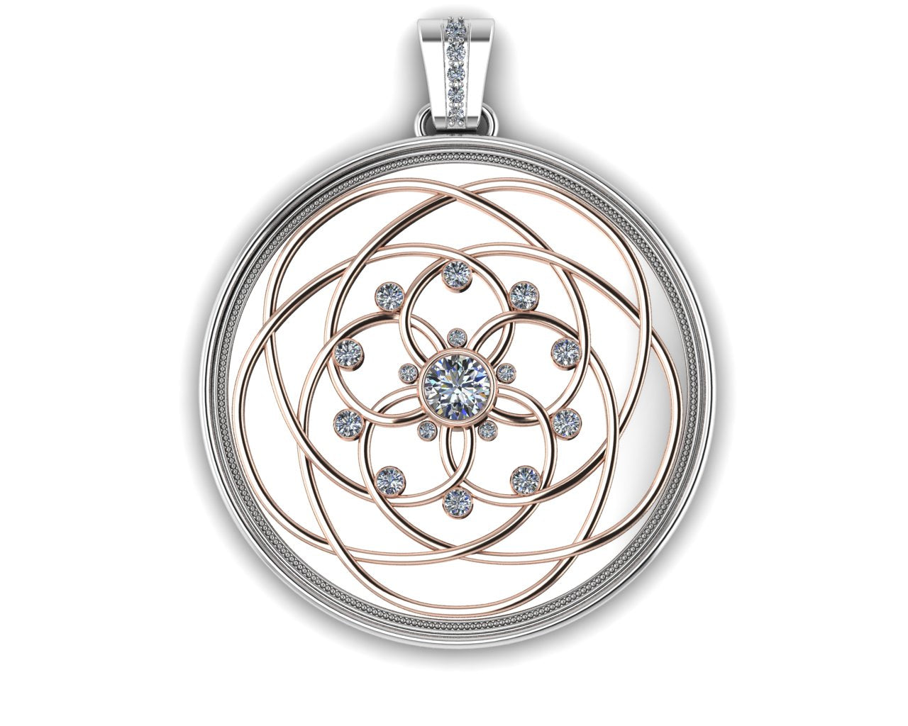 The Rose of Venus Coin ~ 14K White Gold with Gold Rose & Diamonds