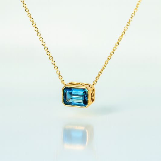 London Blue Topaz Necklace ~ 14kt Gold