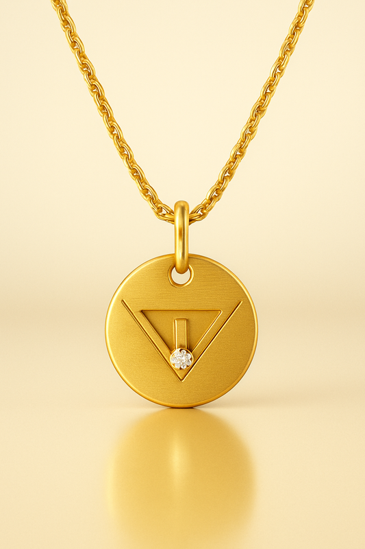 Sacred Triangle Ruby Coin - 14K Gold