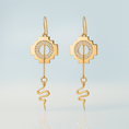 Load image into Gallery viewer, Eden Cross Chakana Earrings ~ 14k Gold & White Diamonds
