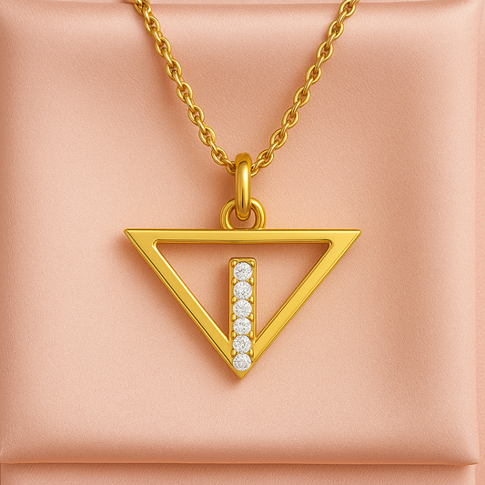 Sacred Triangle Pendant with Chakra Diamonds ~ 14K Gold