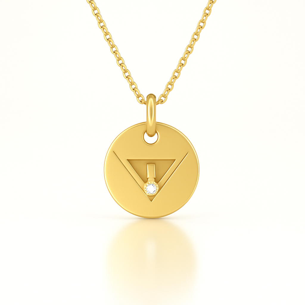 Sacred Triangle Ruby Coin - 14K Gold