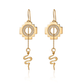 Load image into Gallery viewer, Eden Cross Chakana Earrings ~ 14k Gold & White Diamonds
