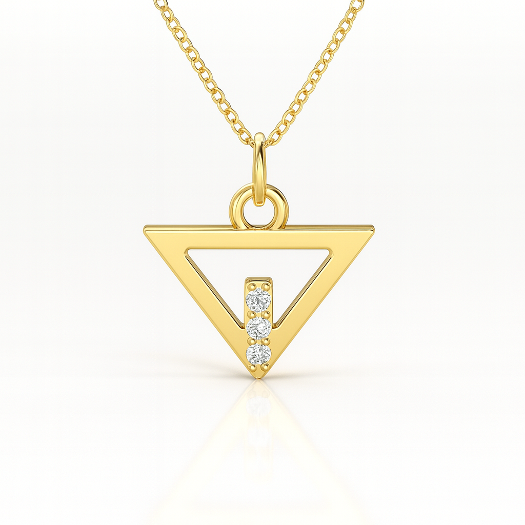Sacred Triangle Pendant with Diamonds ~ 14K Gold
