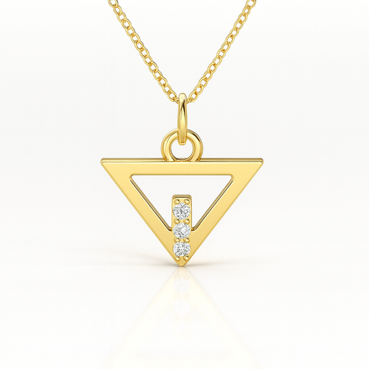 Sacred Triangle Pendant with Diamonds ~ 14K Gold